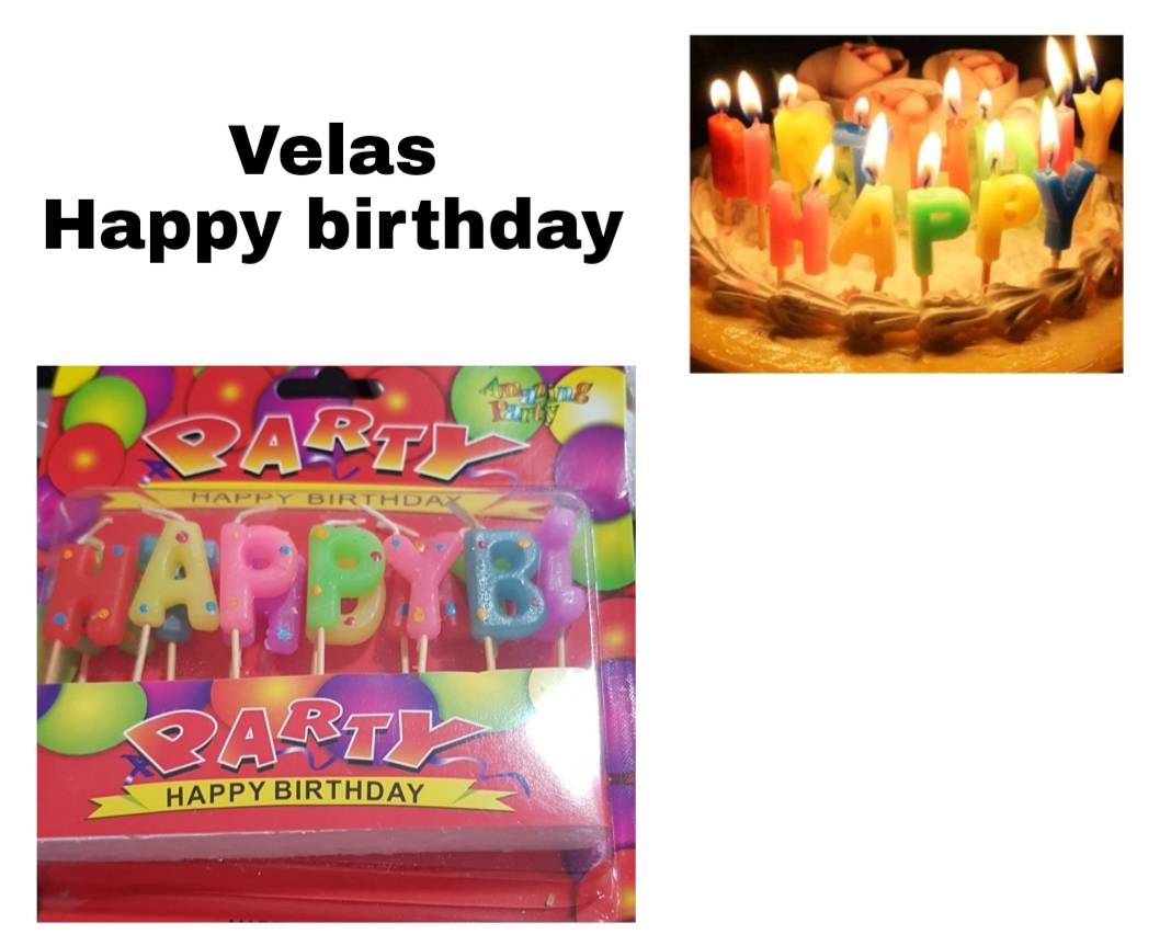 "Velas happy birthday de colores"