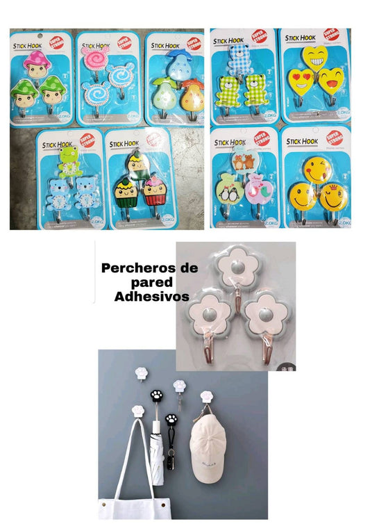 Percheros de pared adhesivos x 3