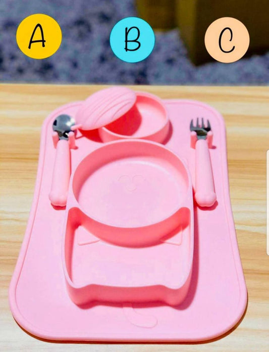 Plato gato con cubiertos rm 1068 de silicona